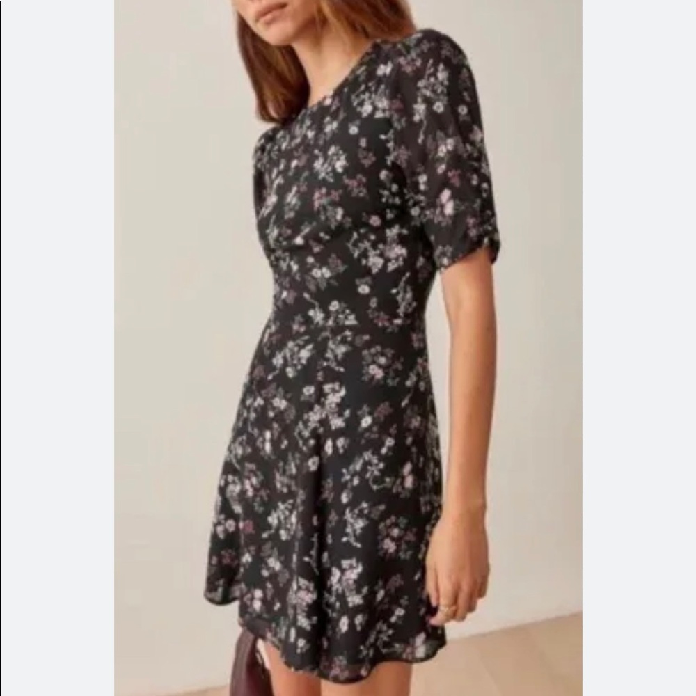 Reformation Bard Mini Puff Sleeve Dress in Jolene